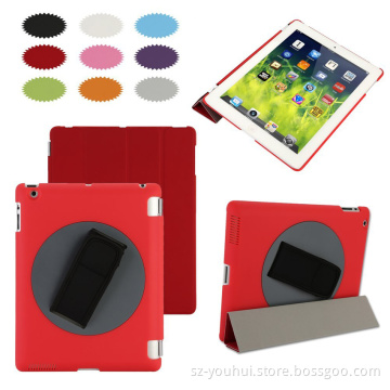 360 degree rotation hot sales handheld leather case for ipad 2 3 4